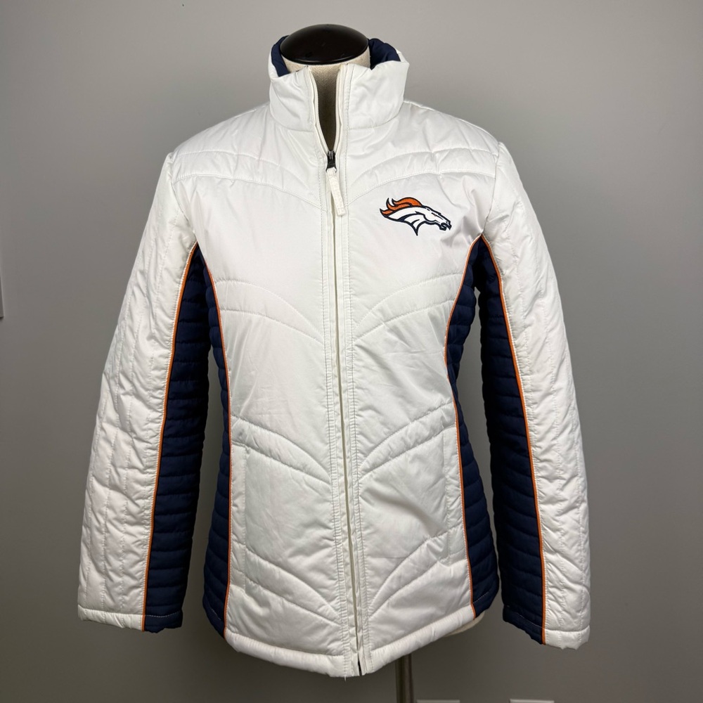 NFL Denver Broncos Women's White Puffer Jacket Sz Small